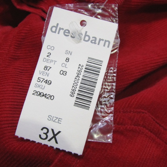 NEW Dressbarn Woman Red Corduroy Shirt 3X - Picture 6 of 6